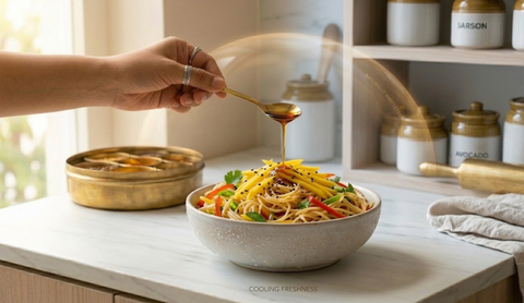 5-Minute Cold Mango & Sesame Noodle Salad with Toasted Sesame Oil